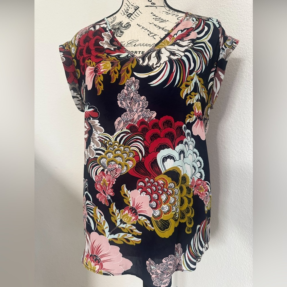7th Avenue Design Studio Elegant Sheer Floral Women's Blouse